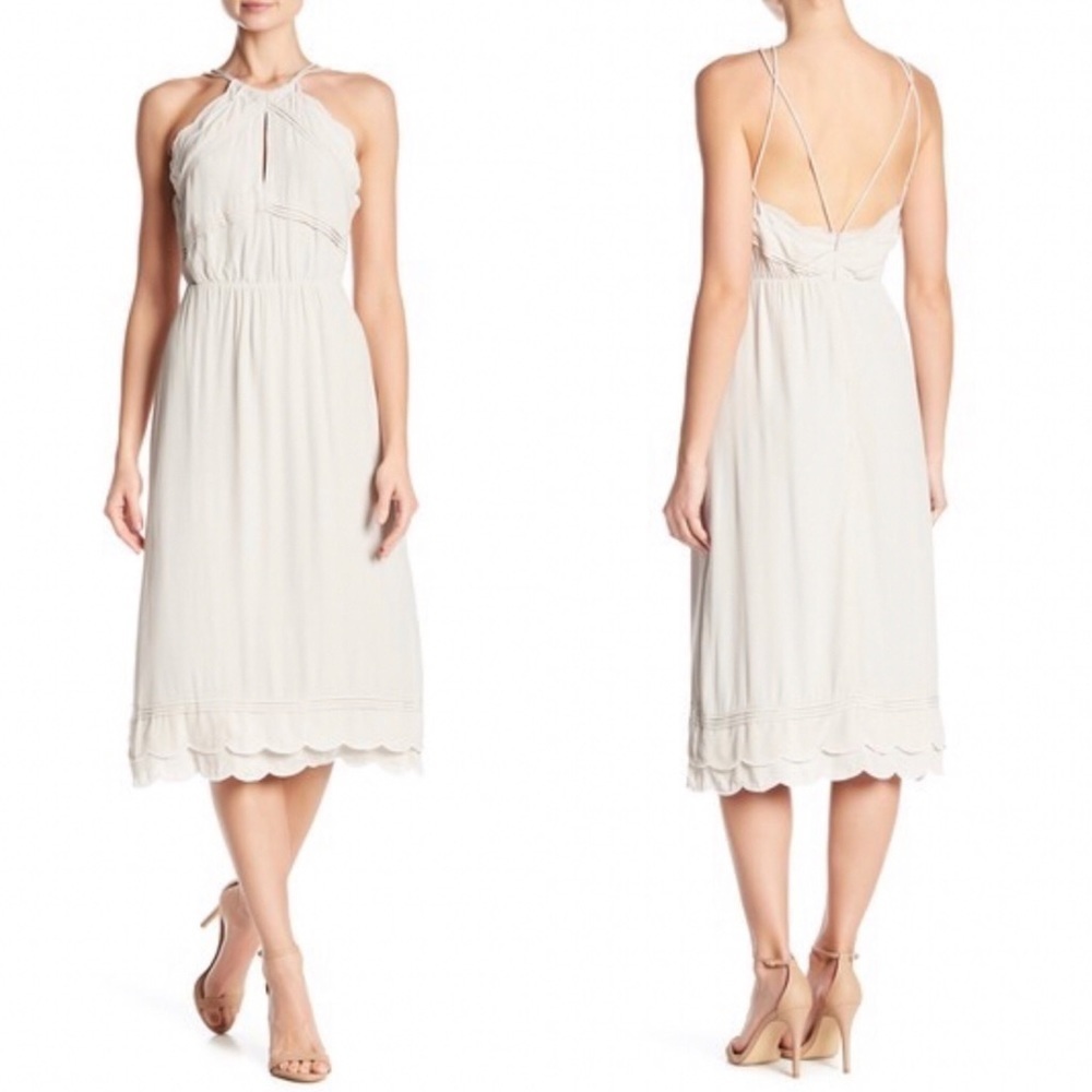 NWT Elliatt Elation Ruffle Dress in Taupe Size Small